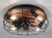 REALITY LEUCHTEN Deckenleuchte "Trondheim Deckenventilator", braun (holzoptik),...