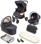 Kombi-Kinderwagen BABYGO "Style - 3in1", Baby, schwarz (rosegold, schwarz),
