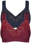 Soft-BH SUSA "2er Pack BH ohne B&uuml;gel", Damen, Gr. 75, Cup B, bunt (rubyrot