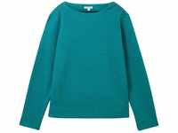 TOM TAILOR Damen Sweatshirt mit Rippstruktur, grün, Melange Optik, Gr. XS