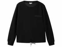TOM TAILOR Damen Sweatshirt mit Rundhalsausschnitt, schwarz, Uni, Gr. XL