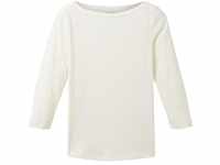 TOM TAILOR Damen 3/4 Arm Shirt mit Bio-Baumwolle, weiß, Uni, Gr. L