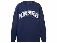 TOM TAILOR DENIM Herren Sweatshirt mit Textprint, blau, Textprint, Gr. XL