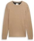 TOM TAILOR Herren Strickpullover aus Baumwolle, braun, Meliert, Gr. XXL