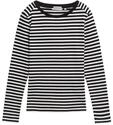TOM TAILOR DENIM Damen Langarmshirt mit Streifenmuster, schwarz, Gestreift, Gr. XXL