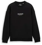TOM TAILOR DENIM Herren Relaxed Sweatshirt mit Logo-Print, schwarz, Uni, Gr. XXL