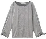 TOM TAILOR DENIM Damen Loose Fit Langarmshirt mit Raff&auml;rmeln, blau, Gestreift,...