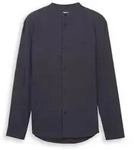 TOM TAILOR DENIM Herren Basic Fit Hemd mit Stehkragen, blau, Gemustert, Gr. XXL