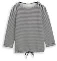 TOM TAILOR Damen Langarmshirt mit Knopf-Details, blau, Gestreift, Gr. XXL