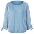 TOM TAILOR DENIM Damen Loose Fit Langarmshirt mit Raff&auml;rmeln, blau, Gestreift, Gr.