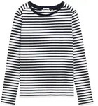 TOM TAILOR DENIM Damen Langarmshirt mit Streifenmuster, blau, Gestreift, Gr. XXL