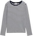 TOM TAILOR DENIM Damen Langarmshirt mit Streifenmuster, blau, Gestreift, Gr. XXL