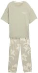 TOM TAILOR Damen Pyjama-Set mit Allover-Print, gr&uuml;n, Gebl&uuml;mt, Gr. S/36