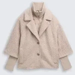 TOM TAILOR Damen Boucl&eacute; Cape Jacke im 2-in-1-Look, beige, Meliert, Gr. XXL