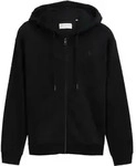 TOM TAILOR DENIM Herren Hoodie Sweatjacke mit Logo-Print, schwarz, Uni, Gr. XL