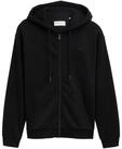 TOM TAILOR DENIM Herren Hoodie Sweatjacke mit Logo-Print, schwarz, Uni, Gr. XL
