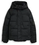 TOM TAILOR Herren Puffer-Jacke mit abnehmbarer Kapuze, schwarz, Uni, Gr. XXL