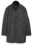 TOM TAILOR Herren 2-in-1 Wollmantel mit abnehmbarer Innenjacke, schwarz, Meliert, Gr.