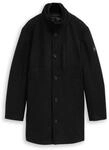 TOM TAILOR Herren 2-in-1 Wollmantel mit abnehmbarer Innenjacke, schwarz, Uni, Gr. XXL