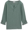 TOM TAILOR Damen Langarmshirt mit Turn-Up-Funktion, gr&uuml;n, Meliert, Gr. XS
