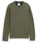 TOM TAILOR Herren Basic Strickpullover aus Baumwolle, gr&uuml;n, Meliert, Gr. XXL