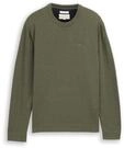 TOM TAILOR Herren Basic Strickpullover aus Baumwolle, gr&uuml;n, Meliert, Gr. XXL