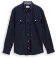 TOM TAILOR Herren Regular Fit Hemd in Melange-Optik, blau, Meliert, Gr. XL