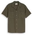 TOM TAILOR Herren Regular Fit Resort Hemd mit Waffelstruktur, gr&uuml;n, Uni, Gr....