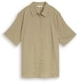 TOM TAILOR Damen Plus Size - Loose Fit Bluse mit Leinenanteil, gr&uuml;n, Uni, Gr....