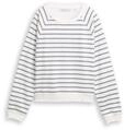 TOM TAILOR DENIM Damen Sweatshirt mit Streifenmuster, wei&szlig;, Gestreift, Gr. XXL