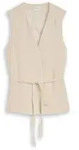 TOM TAILOR Damen Crinkle Blazer-Weste mit Leinenanteil, beige, Meliert, Gr. 38