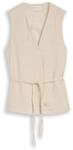 TOM TAILOR Damen Crinkle Blazer-Weste mit Leinenanteil, beige, Meliert, Gr. 38