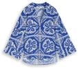 TOM TAILOR Damen Oversize Bluse mit Leinenanteil, blau, Gemustert, Gr. 36