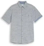 TOM TAILOR Herren Regular Fit Kurzarmhemd aus Baumwolle, blau, Meliert, Gr. XXL