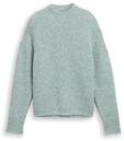 TOM TAILOR DENIM Damen Relaxed Fit Strickpullover mit Stehkragen, blau, Meliert, Gr.
