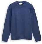 TOM TAILOR Herren Strickpullover mit Ripp-Details, blau, Meliert, Gr. M
