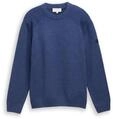 TOM TAILOR Herren Strickpullover mit Ripp-Details, blau, Meliert, Gr. M