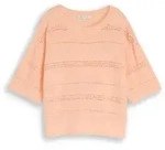 TOM TAILOR DENIM Damen Relaxed Fit Strickpullover mit Lochmuster, orange, Uni,...