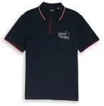 TOM TAILOR Herren Jersey Poloshirt mit Print, blau, Uni, Gr. XXL