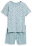 TOM TAILOR Damen Pyjama-Set mit Herzmuster, blau, Gemustert, Gr. 36