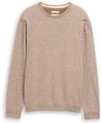 TOM TAILOR Herren Strickpullover aus Baumwolle, braun, Meliert, Gr. S