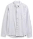 TOM TAILOR DENIM Herren Relaxed Fit Hemd aus Baumwolle, wei&szlig;, Gestreift, Gr. L