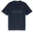 TOM TAILOR Herren Henley T-Shirt im Used-Look, blau, Uni, Gr. XXL