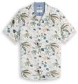 TOM TAILOR Herren Regular Fit Resort Kurzarmhemd aus Viskose, wei&szlig;, Gemustert,...
