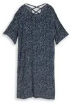 TOM TAILOR Damen Loose Fit Kleid mit Cut-Out-Detail, blau, Gemustert, Gr. 38