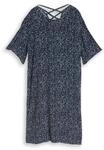 TOM TAILOR Damen Loose Fit Kleid mit Cut-Out-Detail, blau, Gemustert, Gr. 38