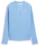 TOM TAILOR Damen Strickpullover mit V-Ausschnitt, blau, Uni, Gr. XS