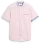 TOM TAILOR Herren Regular Fit Kurzarmhemd mit Stehkragen, rot, Meliert, Gr. XXL