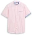 TOM TAILOR Herren Regular Fit Kurzarmhemd mit Stehkragen, rot, Meliert, Gr. XXL