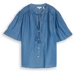 TOM TAILOR Damen Bluse mit Quasten, blau, Uni, Gr. 36
